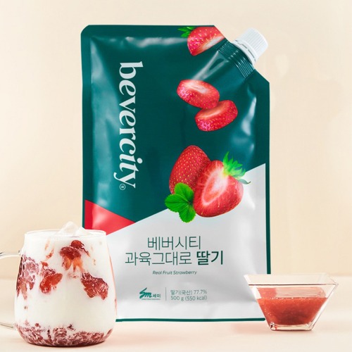 [주말끝장세일](냉장) 베버시티 과육그대로 딸기 500g (라떼,에이드,스무디)