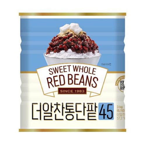 [싹수리세일]대두식품 더알찬 통단팥45 3kg 캔 (팥빙수,앙금,팥빙수팥)